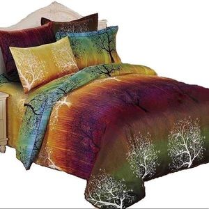 Utopia Bedding Duvet Insert AND Swanson Bedding Rainbow Tree 5 Piece Set (Full)